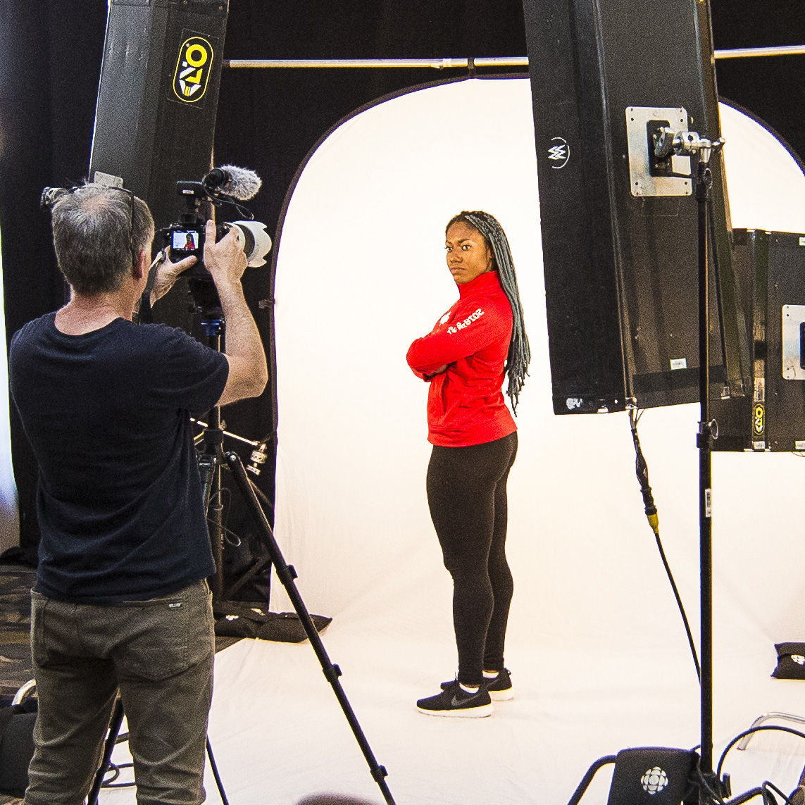 Female olympian is posing for a headshot photo
